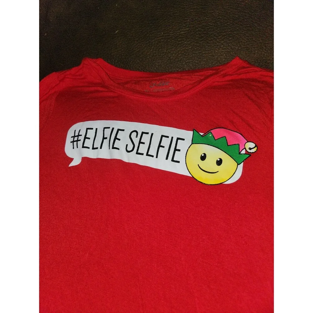 Justice holiday Christmas elfie selfie emoji top and leggings size 10‎